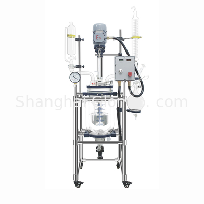 120W Explosion Proof Glass Reactor Double Layer Distillation Stirring Instrument 10L