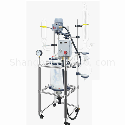 120W Explosion Proof Glass Reactor Double Layer Distillation Stirring Instrument 10L