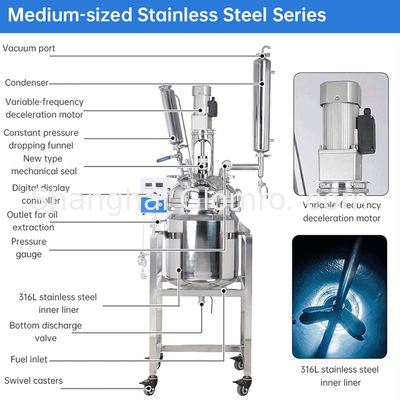 10L Double Layer Stainless Steel Chemical Reactor For Laboratory High Pressure Vessel