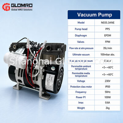 BAXIT N035.3ANE Oil Less Diaphragm Vacuum Pump, Replacement for KNF, Low Noise Gas Analysis Sampling Pump