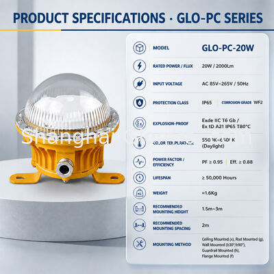 Industrial Maintenance-Free Explosion-Proof Lamp 20W Die-Cast Aluminum IP65 Chemical Plant Explosion Lighting Equipment