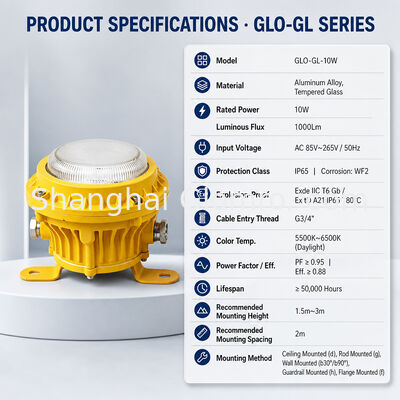 Maintenance-free Explosion-proof Lamp Corrosion Resistant Wall Mount Light 10W Glass Lens Industrial Corridor Tunnel Lighting