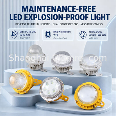 GLOMRO 30W Maintenance-Free Explosion-Proof Lamp Tempered Glass Cover for Warehouses Gas Stations Hanging Installation