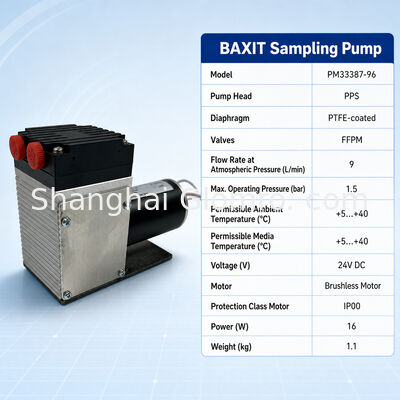 BAXIT PM33387-96 Diaphragm Gas Sampling Pump DC24V Brushless Vacuum Pump for CEMS Flue Gas Analysis