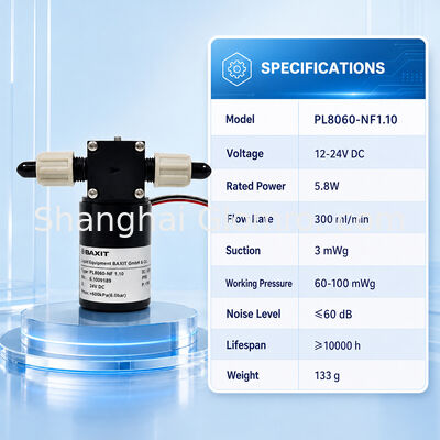 BAXIT PL8060-NF1.10 High 6 Bar Small Brushless Diaphragm Liquid Pump DC12V 24V Variable Speed Corrosion Resistant Micro Reagent