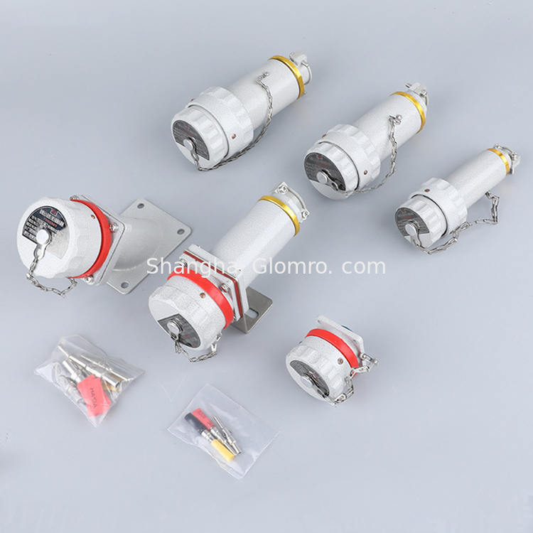 Waterproof Explosion Proof Non Sparking 16A/32A/60A/100A/150A/300A 3P+N Cable Glands 4pin/5pin Three Phase Plug Socket for Offshore
