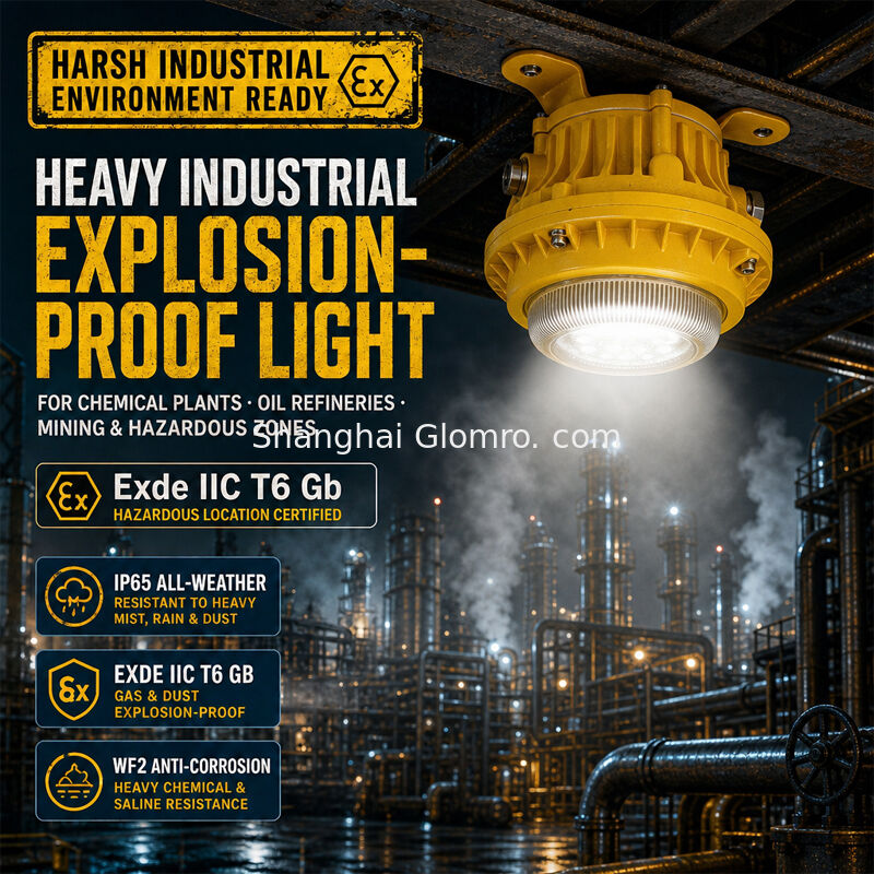 Heat Resistant 5W Maintenance-free Explosion-proof Lamp Tempered Glass Lens IP65 High Temperature Area Lighting