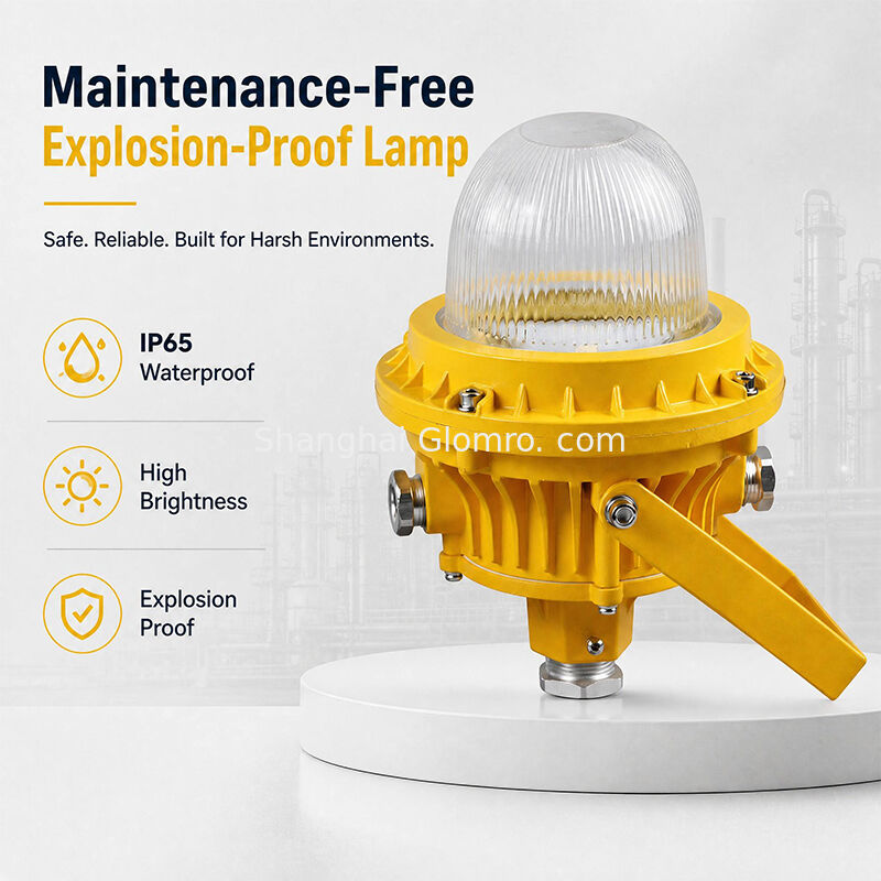 GLOMRO 30W Maintenance-Free Explosion-Proof Lamp Tempered Glass Cover for Warehouses Gas Stations Hanging Installation